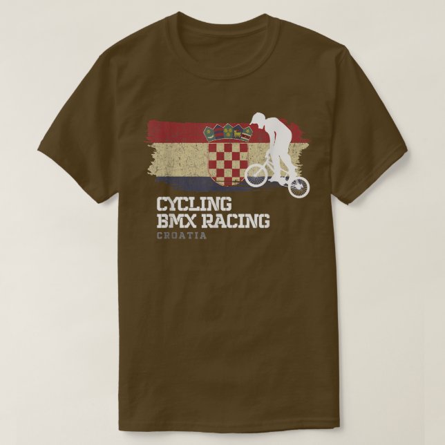 T-shirt BMX Vélo Croatie Drapeau Vélo Course BMX (Design devant)
