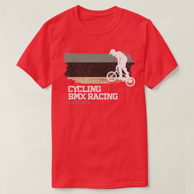 T-shirt BMX Vélo Estonie Drapeau Vélo Course BMX 2 (Design devant)