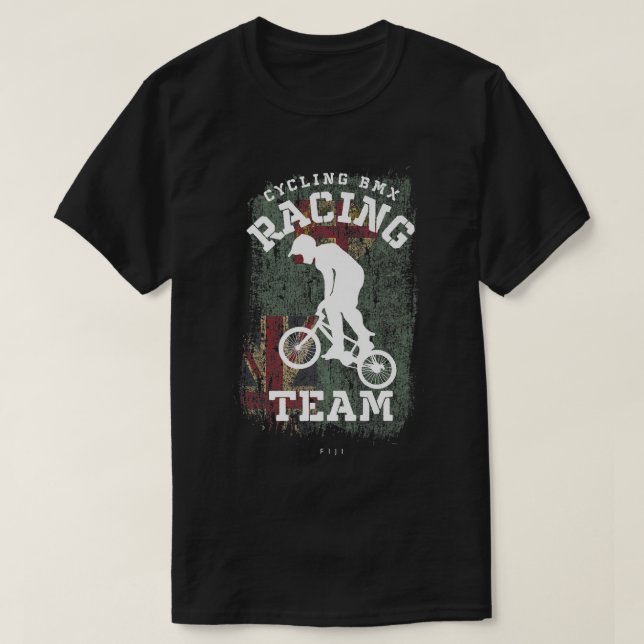 T-shirt BMX Vélo Fidji Drapeau Vélo Course BMX 303 (Design devant)
