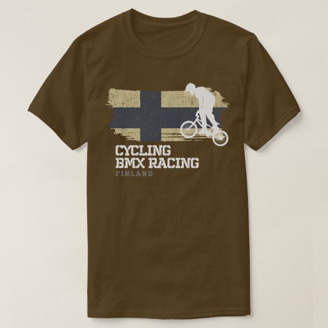 T-shirt BMX Vélo Finlande Drapeau Vélo Course BMX 3 (Design devant)