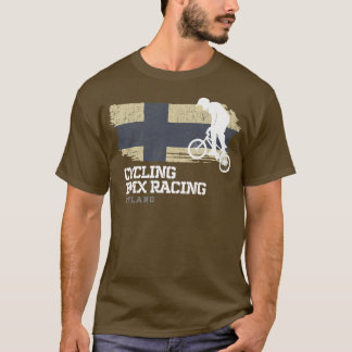 T-shirt BMX Vélo Finlande Drapeau Vélo Course BMX 3