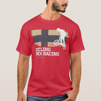 T-shirt BMX Vélo Finlande Drapeau Vélo Course BMX 3