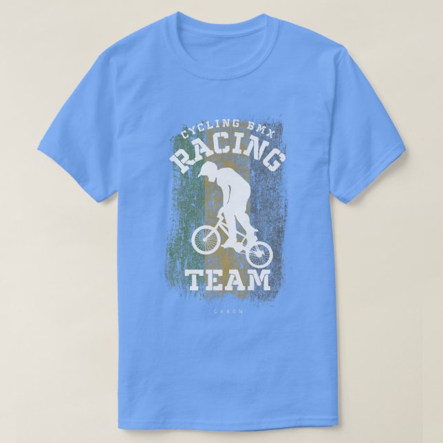 T-shirt BMX Vélo Gabon Drapeau Vélo Vélo Course BMX 308 (Design devant)