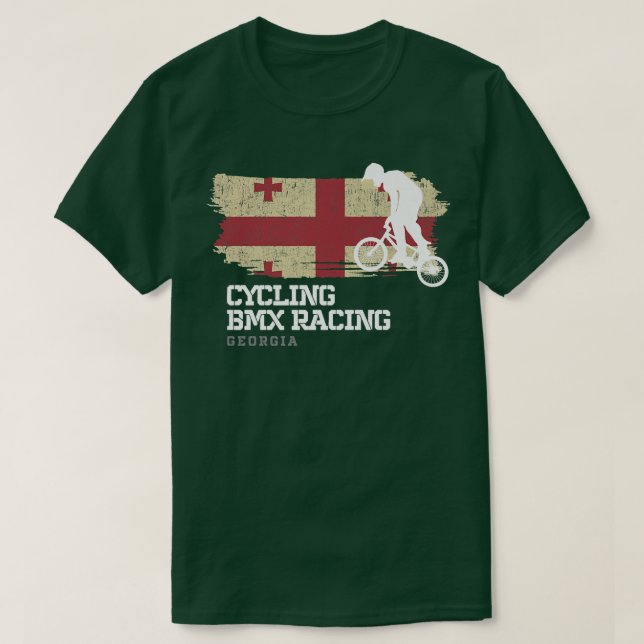T-shirt BMX Vélo Georgia Drapeau Vélo Course BMX 3 (Design devant)