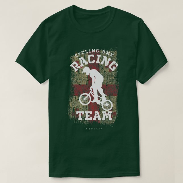 T-shirt BMX Vélo Georgia Drapeau Vélo Vélo Course BMX 31 (Design devant)