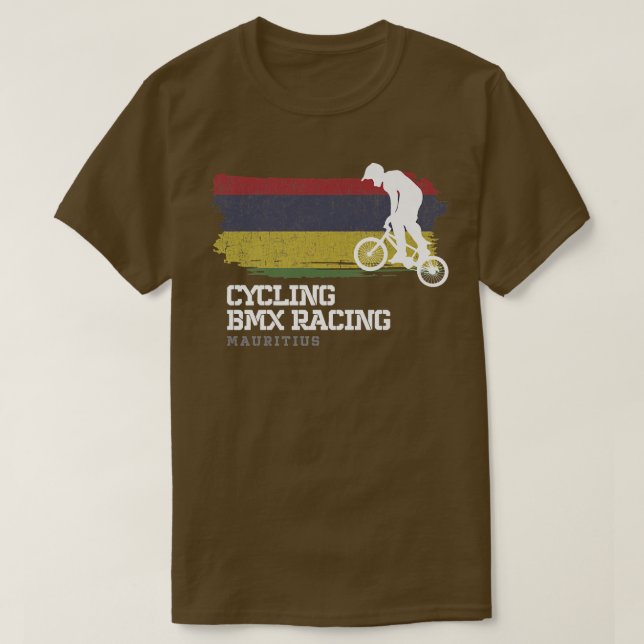 T-shirt BMX Vélo Ile Maurice Drapeau Vélo Course BMX (Design devant)