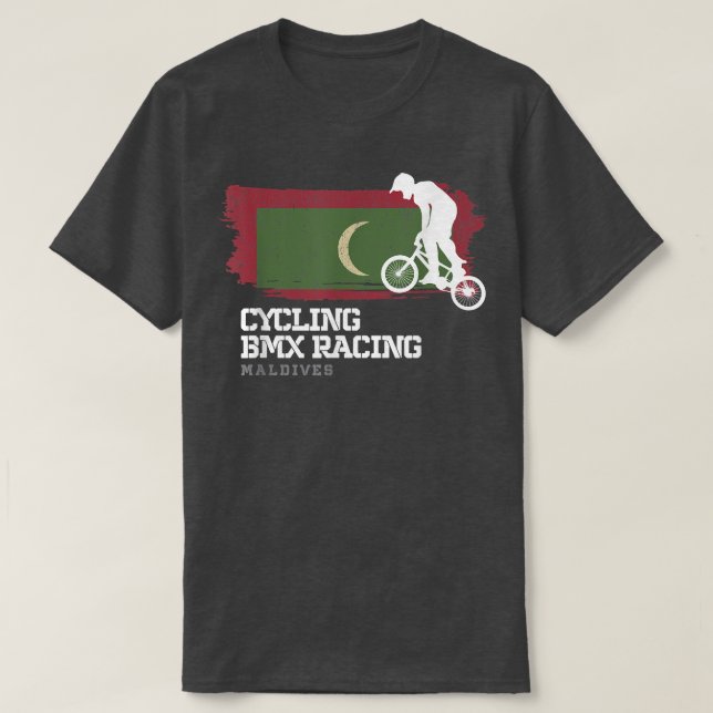 T-shirt BMX Vélo Maldives Drapeau Vélo Course à vélo BMX (Design devant)