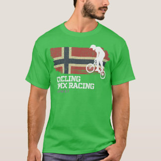 T-shirt BMX Vélo Norvège Drapeau Vélo Vélo Course BMX