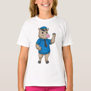 T-shirt Boar en tant qu'officier de police avec casquette