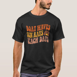 T-shirt Boat Waves Sun Rays Beach Days Joli Retro Summer V