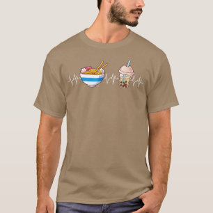 T-shirt Boba and Ramen Heartbeat Kawaii Bubble Tea Noodles