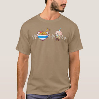 T-shirt Boba and Ramen Heartbeat Kawaii Bubble Tea Noodles