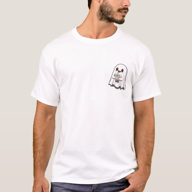 T-shirt Boba Boo: Adorable Ghost with Bubble Tea (Devant)