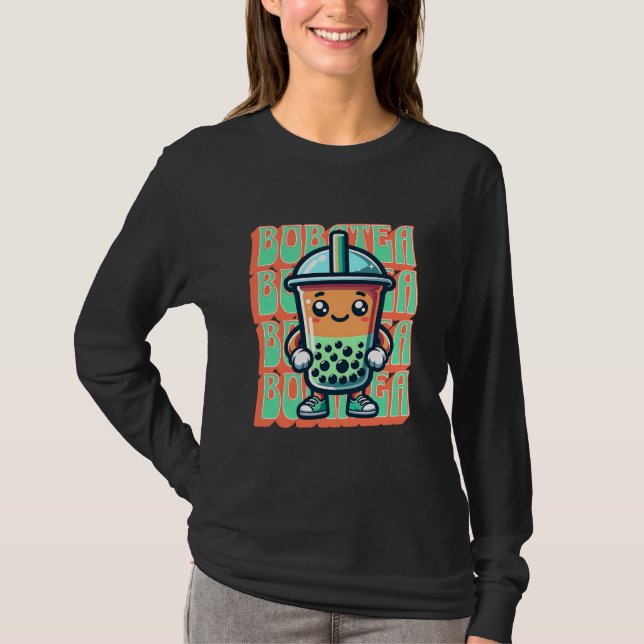 T-shirt Boba Bubble Tea Kawaii Cute Cartoon (Devant)