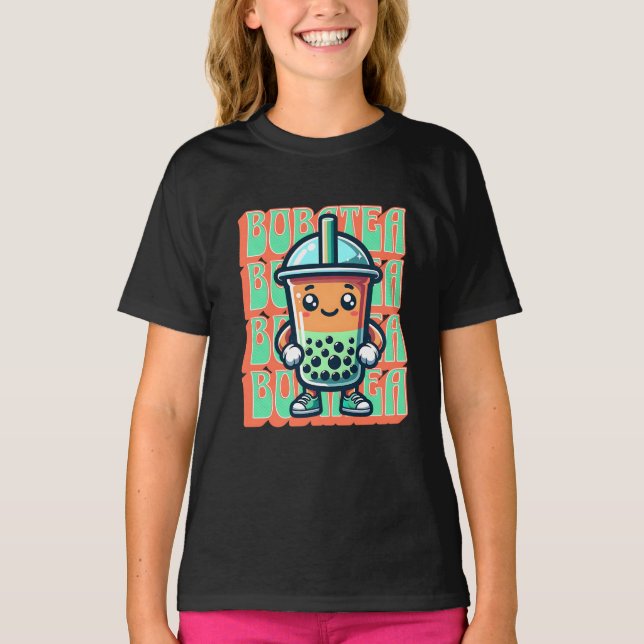 T-shirt Boba Bubble Tea Kawaii Cute Cartoon (Devant)