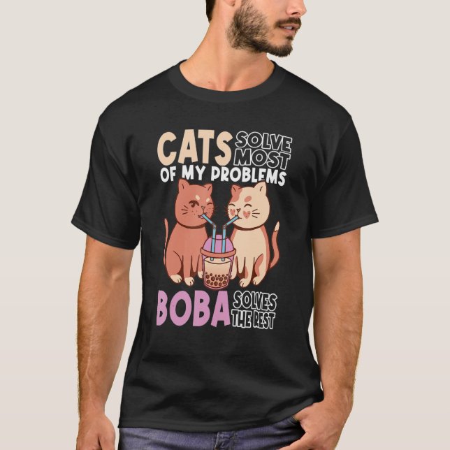T-shirt Boba Cat Boba Tea Cat (Devant)