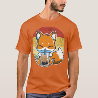T-shirt Boba Fox Boire Kawaii Japonais Fox Boba Tea Bub
