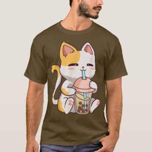 T-shirt Boba Tea Buble Chat Kawaii Neko Anime Chat Cute Bo