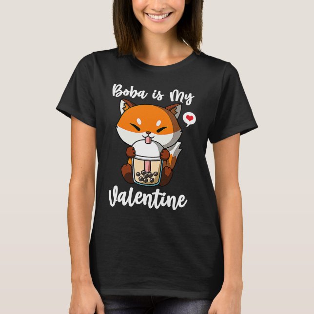 T-shirt Boba Tea is My Valentine Fox Anti Valentines Day (Devant)