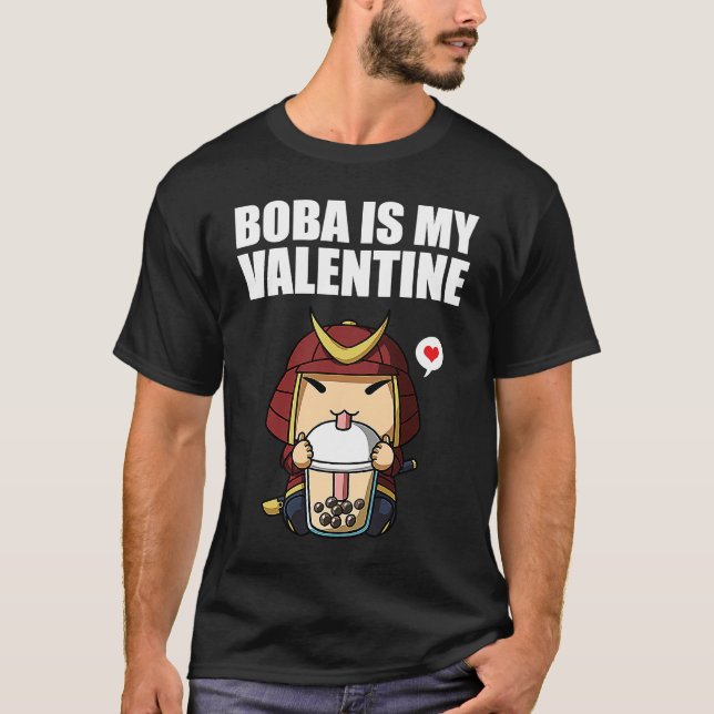 T-shirt Boba Tea is My Valentine Samurai Anti Valentines D (Devant)