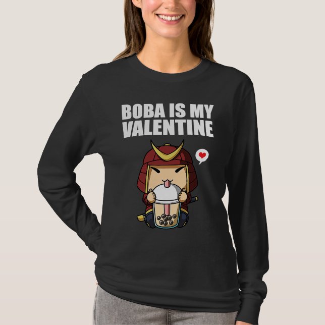 T-shirt Boba Tea is My Valentine Samurai Anti Valentines D (Devant)