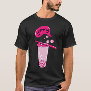 T-shirt boba thé bulle lait matcha thé rose amoureux