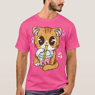T-shirt Boba Thé de chat Buble Lait Thé Cute Kawaii Anime