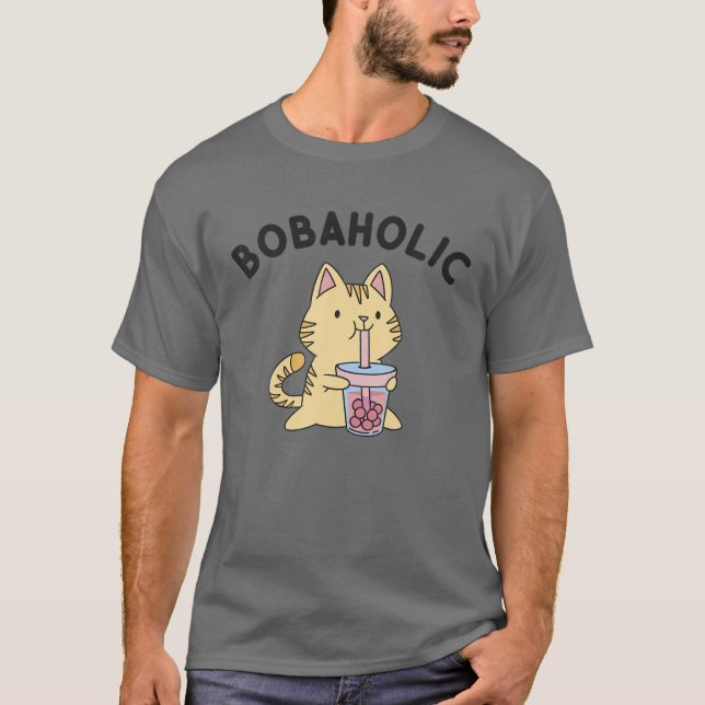 T-shirt Bobaholic Chat Kawaii Bubble Lait Boba Tea (Devant)