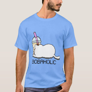 T-shirt Bobaholic Pixel Chat Aime Boba Tea