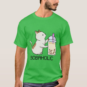 T-shirt Bobaholic Pixel Kitty aime Boba Tea