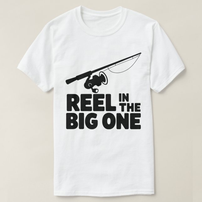 T-shirt Bobine Dans Le Big One Rod De Pêche Silhouette (Design devant)