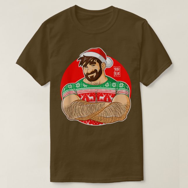T-shirt Bobo Bear - Adam aime croiser les armes à Noël (Design devant)