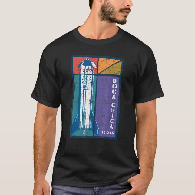 T-shirt Boca Chica Texas Starship Cool Retro (Devant)