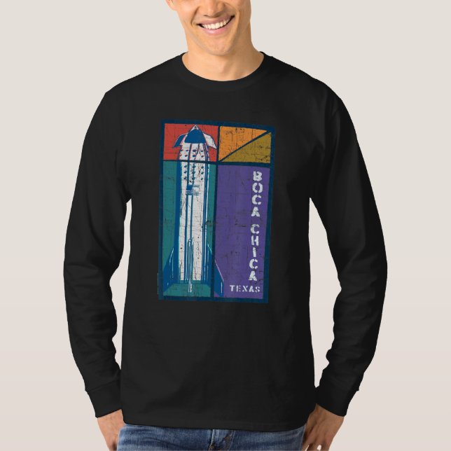 T-shirt Boca Chica Texas Starship Cool Retro (Devant)