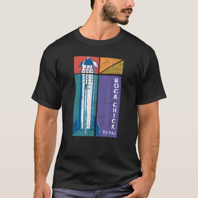 T-shirt Boca Chica Texas Starship Cool Retro 1 (Devant)