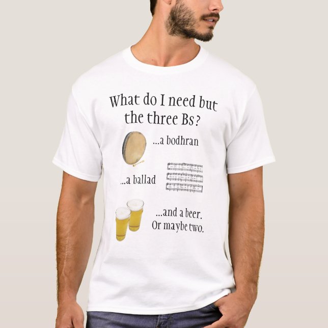 T-shirt . Bodhran, ballade et bière ! (Devant)