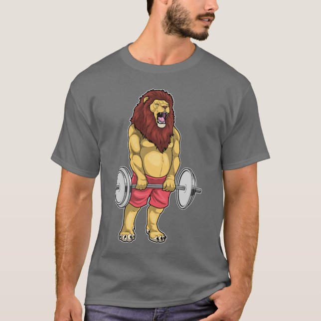 T-shirt Bodybuilder Lion Dumbbell Bodybuilding (Devant)