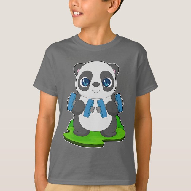 T-shirt Bodybuilder Panda Dumbbell Bodybuilding (Devant)