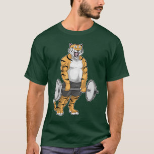 T-shirt Bodybuilder Tiger Dumbbell Bodybuilding