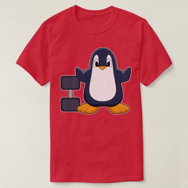T-shirt Bodybuilding Penguin Dumbbell (Design devant)