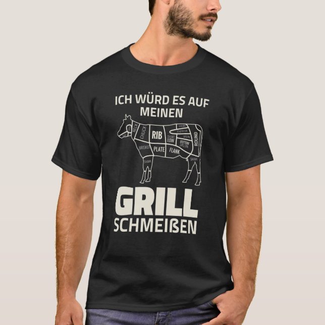 T-shirt Boeuf de vache - Manger de viande Barbecue Grill V (Devant)