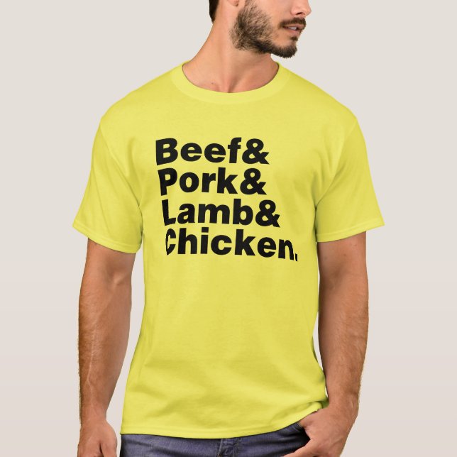 T-shirt Boeuf et porc et agneau et poulet (Devant)