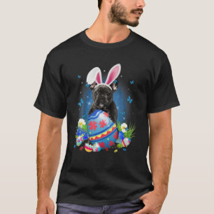 T-shirt Boeuf Français Buldog Avec Panier D'Oeufs Fleur de