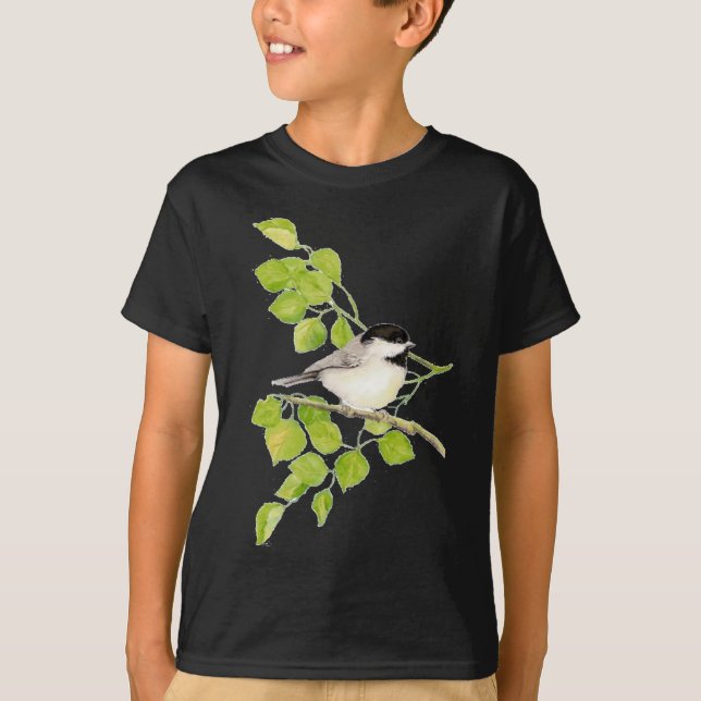 T-shirt Boeuf mignon en peuplier, Oiseau, Arbre, Nature (Devant)