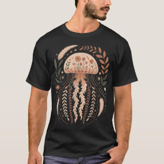 T-shirt Bohème Florale Méduse Créature de Mer Plage