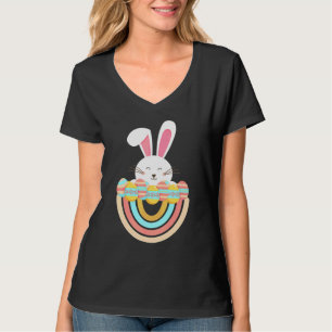 T-shirt Bohème Pâques Arc-En-Ciel Et Lapin Joyeux Goût