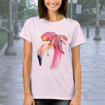 Boho Fiona Flamant rose d'aquarelle Tee