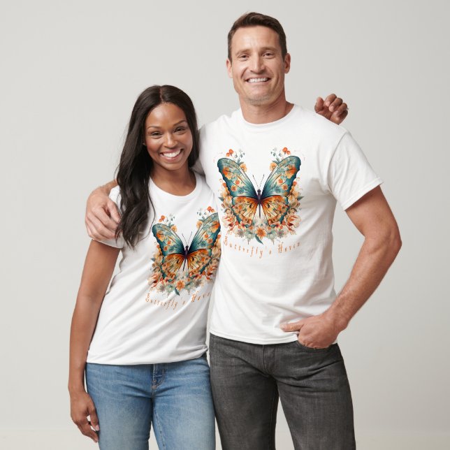 T-shirt Boho Floral Blossom Butterfly Meadow Aquarelle (Unisexe)