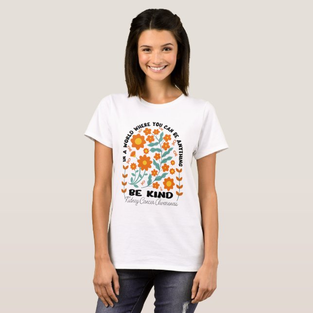 T-shirt Boho Floral Cancer du rein Soyez gentil (Devant entier)