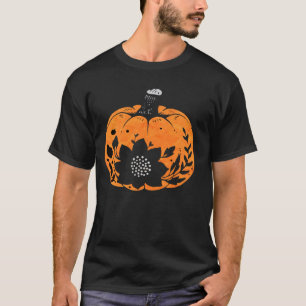 T-shirt Boho Halloween Art Citrouille Octobre Éffrayant Ve